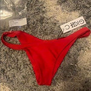 Gigi C Lauren Brazilian bikini Bottom Red Small